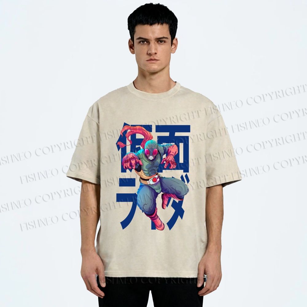 Unisex Kamen Rider Printed Washed Tee