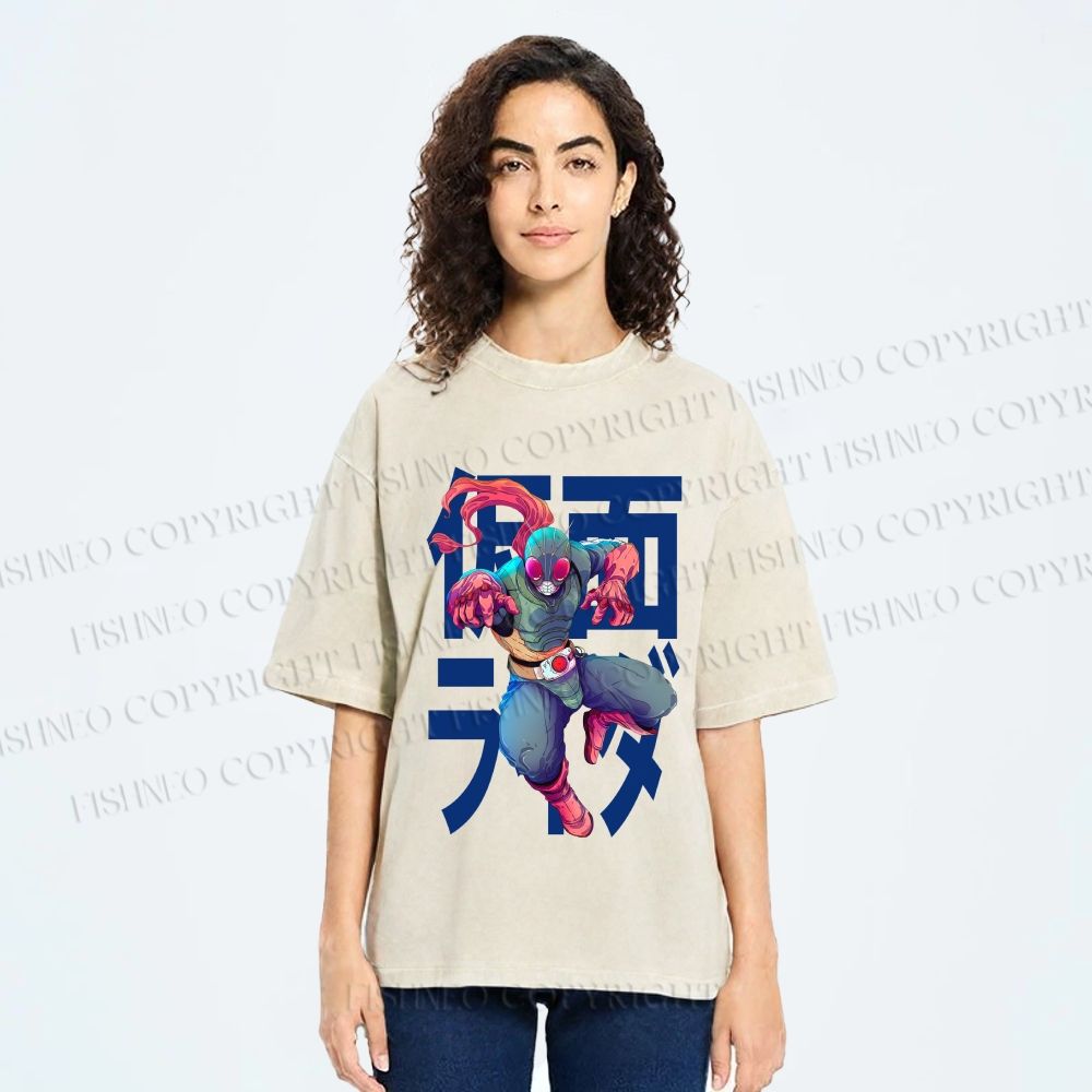 Unisex Kamen Rider Printed Washed Tee