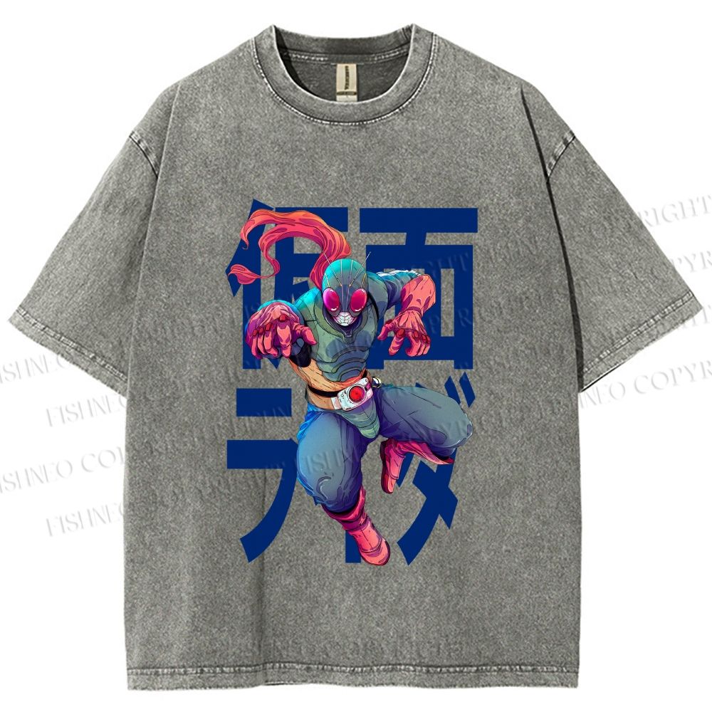 Unisex Kamen Rider Printed Washed Tee