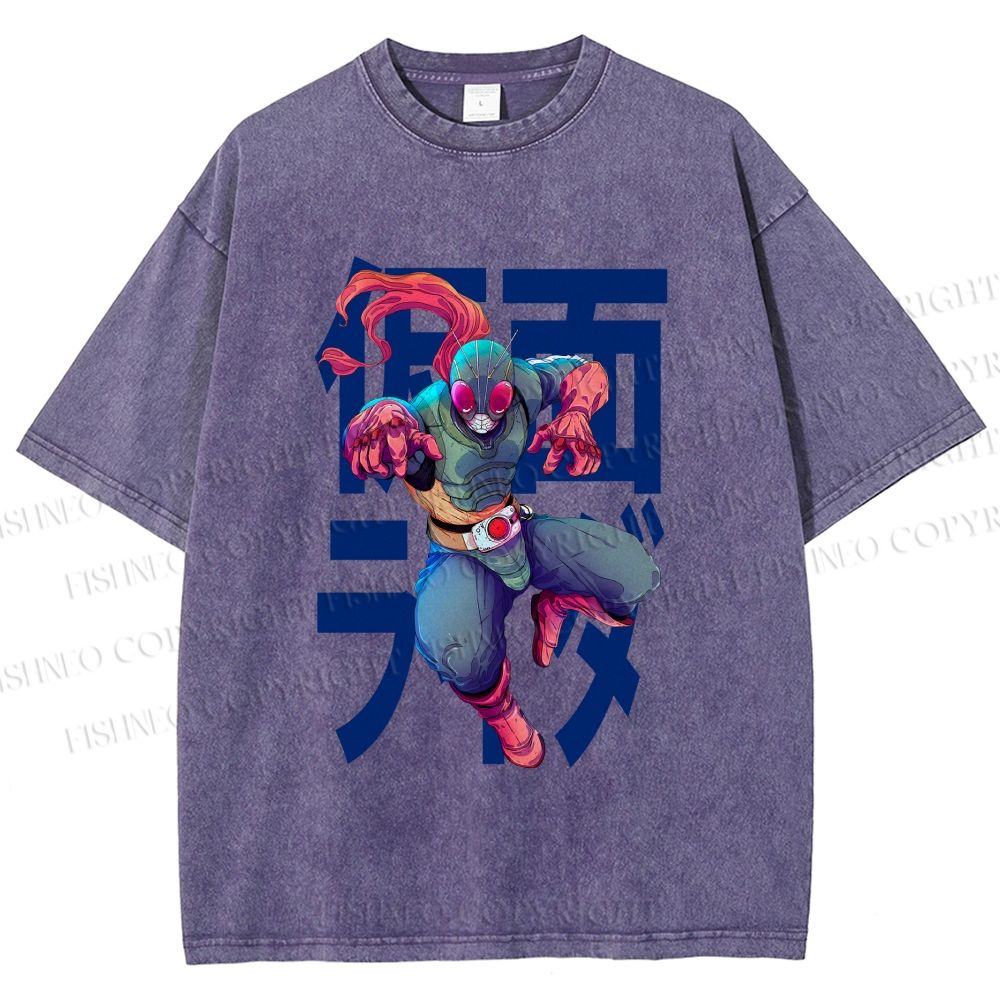 Unisex Kamen Rider Printed Washed Tee
