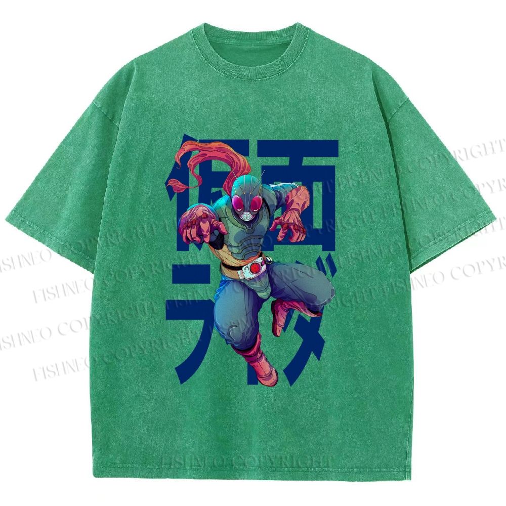 Unisex Kamen Rider Printed Washed Tee