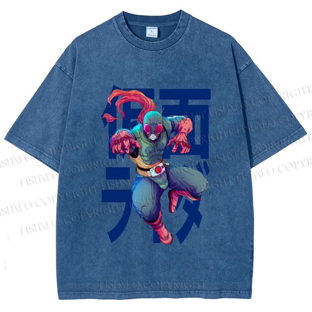 Unisex Kamen Rider Printed Washed Tee