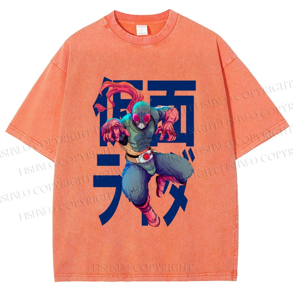 Unisex Kamen Rider Printed Washed Tee