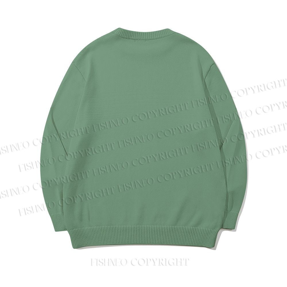 Vintage Green Octopus Core-spun yarn long-sleeve sweater
