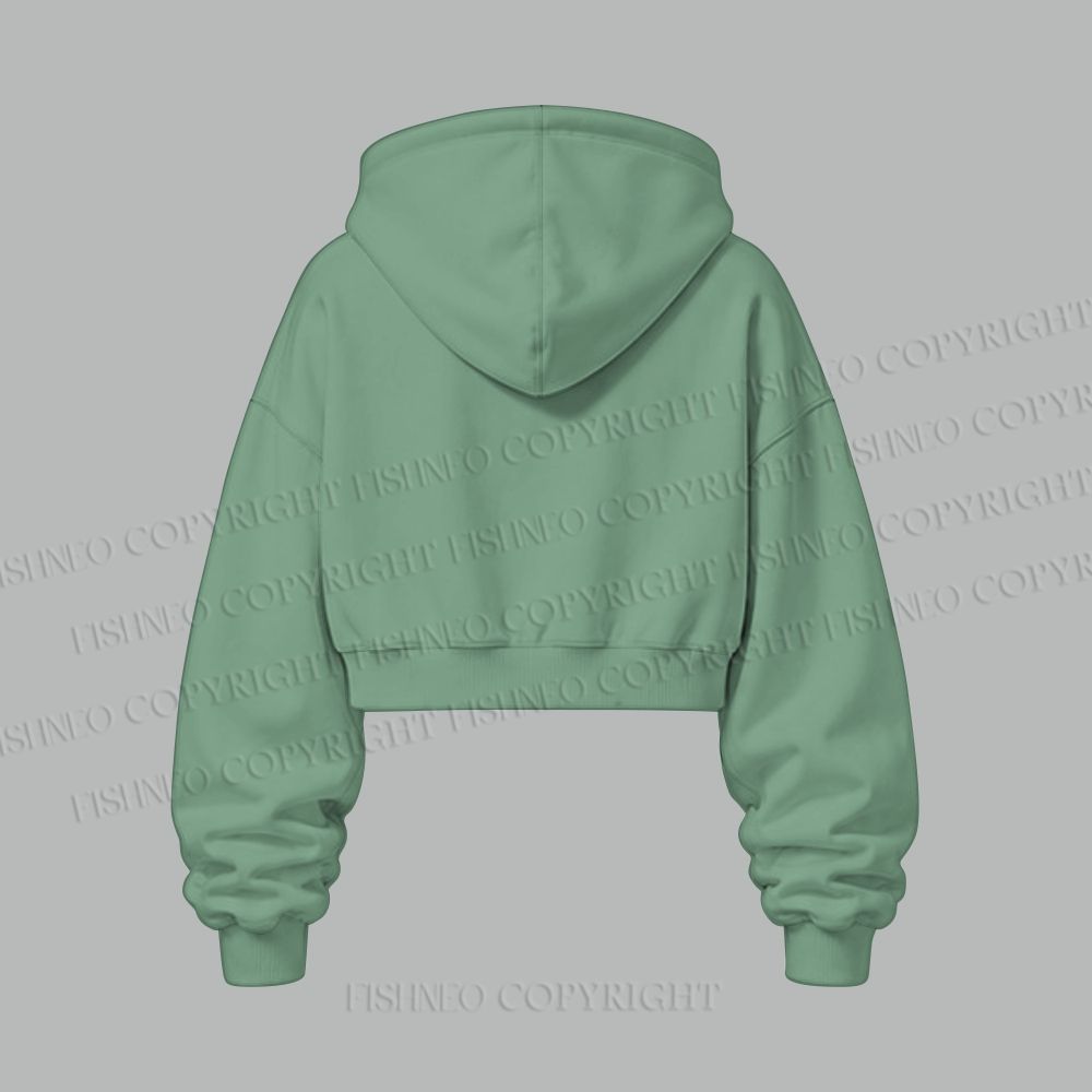 Vintage Green Octopus Women's Cropped Long Sleeve Hoodie & High Waist Jogger Pants Two Piece Tracksuit Set