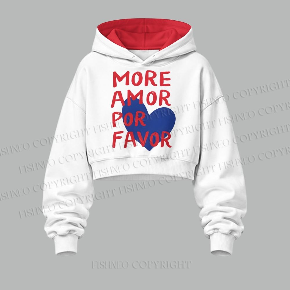 More Amor Por Favor Women's Cropped Long Sleeve Hoodie & High Waist Jogger Pants Two Piece Tracksuit Set