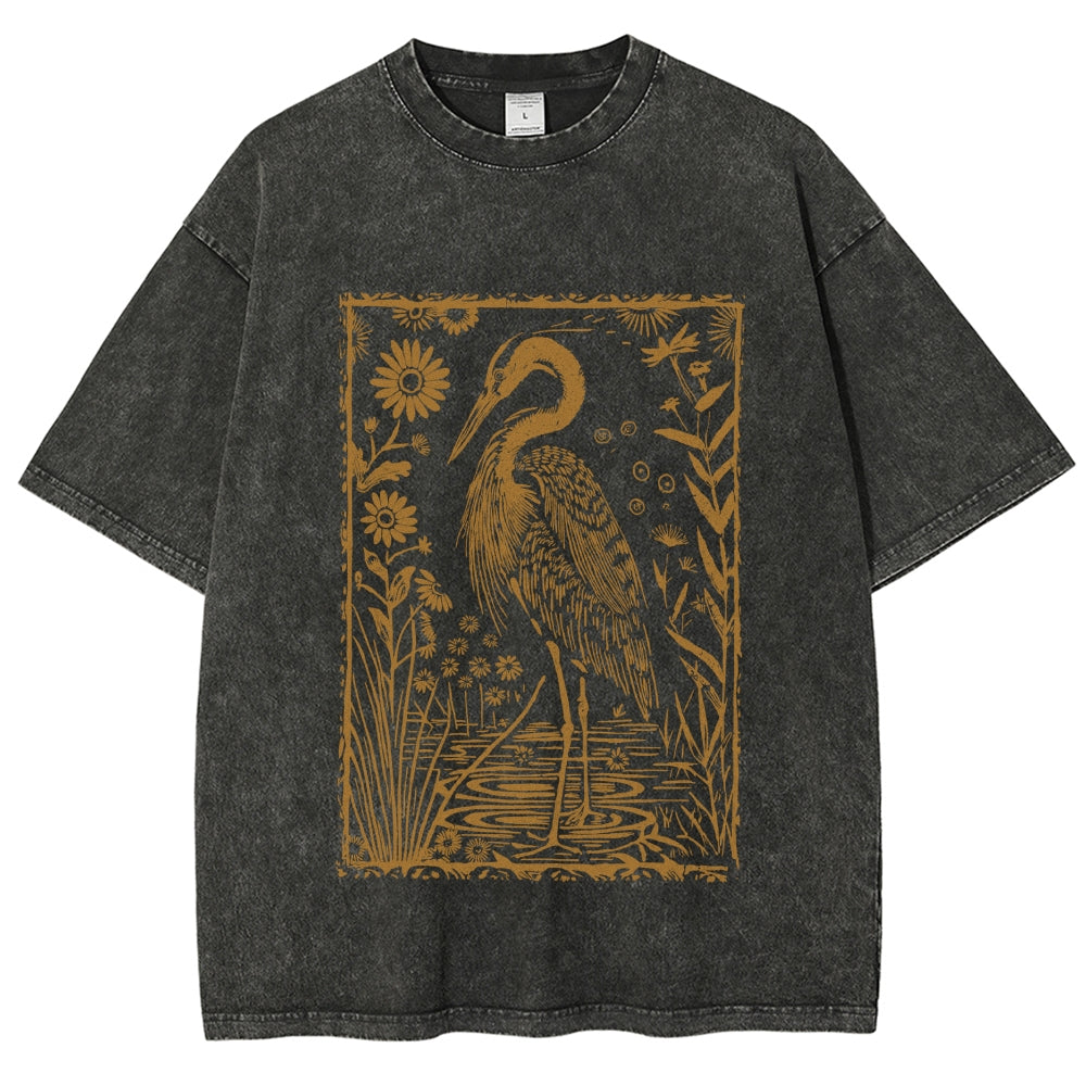 Great Blue Heron Vintage Washed T-shirt