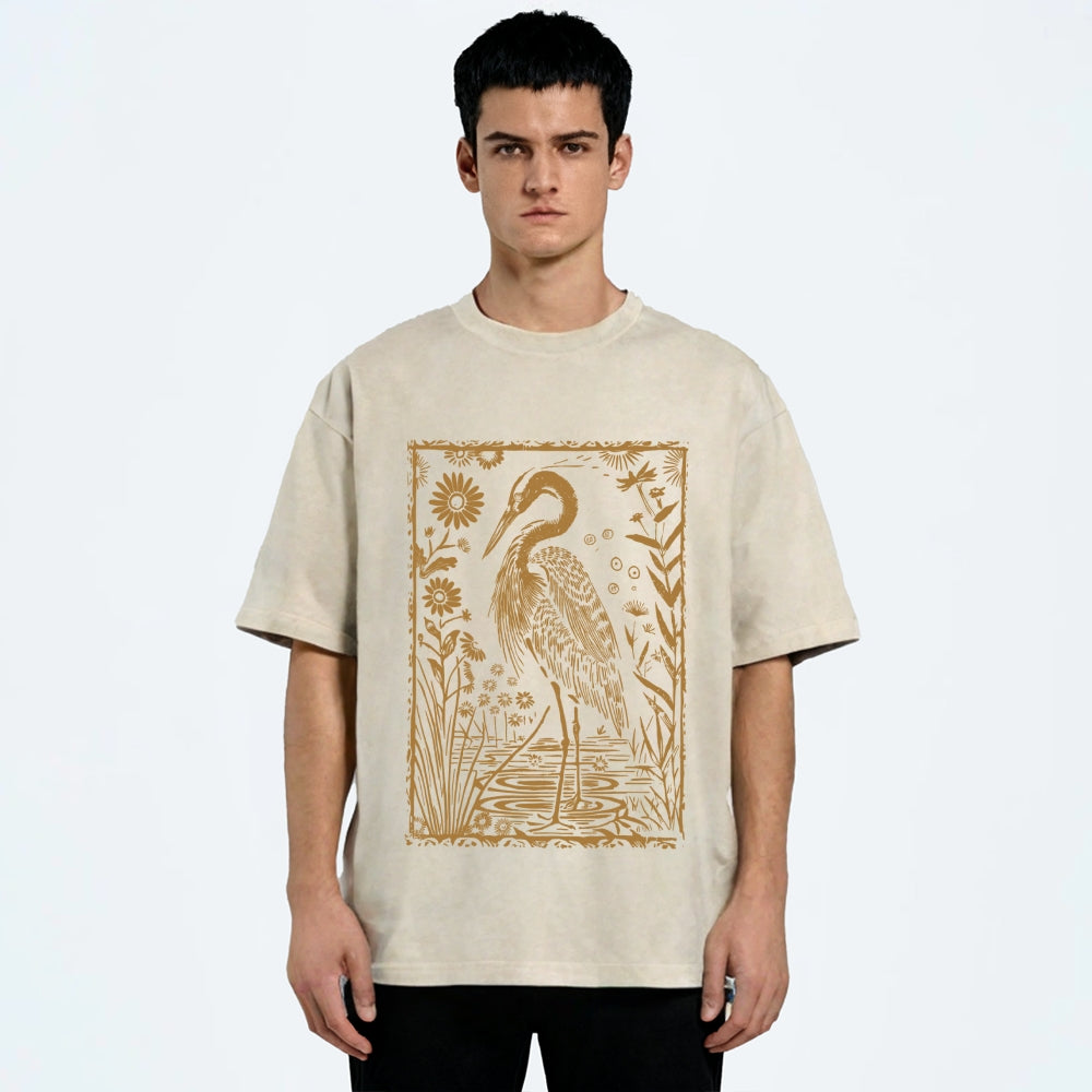 Great Blue Heron Vintage Washed T-shirt