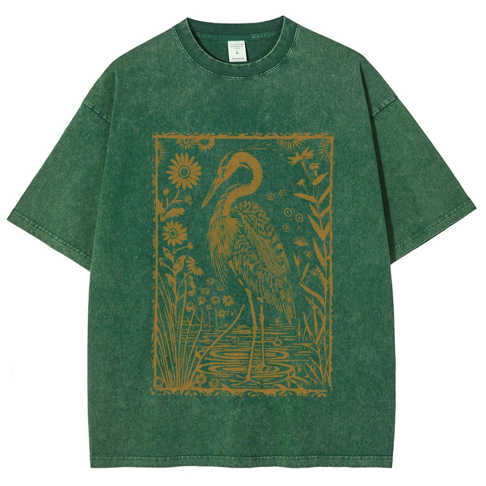 Great Blue Heron Vintage Washed T-shirt