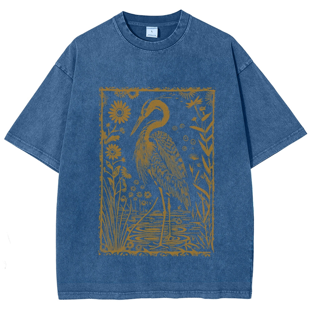 Great Blue Heron Vintage Washed T-shirt