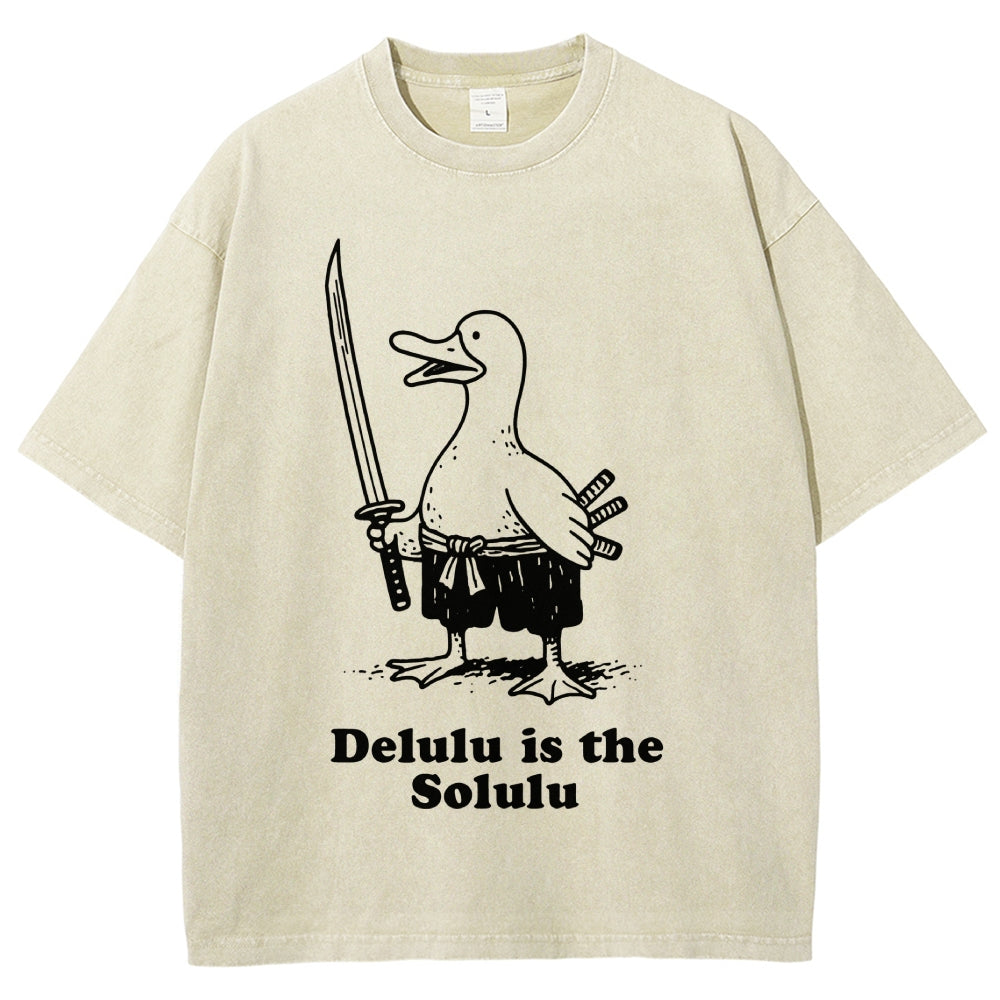 Delulu Is The Solulu Funny Goose Vintage Washed T-shirt