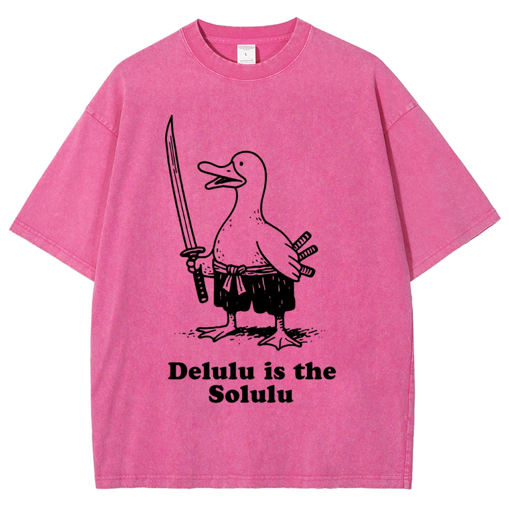 Delulu Is The Solulu Funny Goose Vintage Washed T-shirt