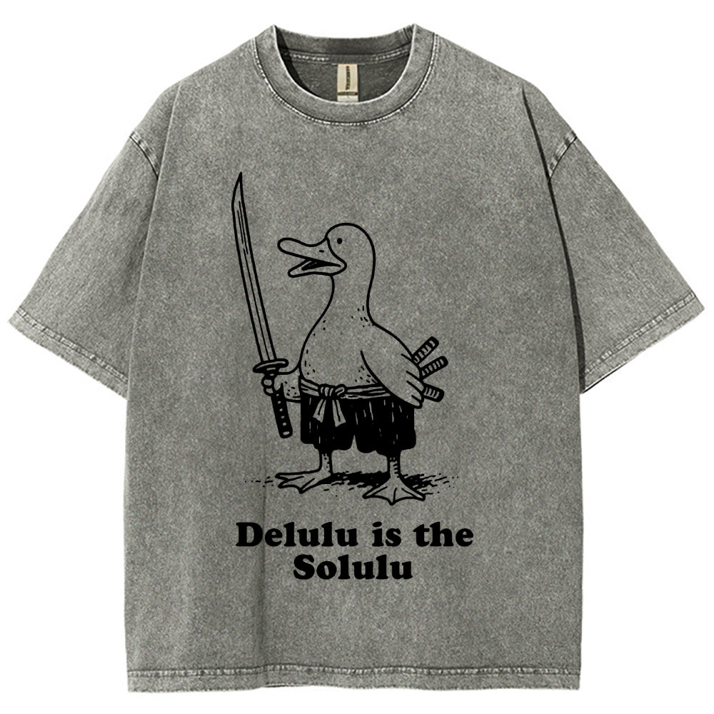 Delulu Is The Solulu Funny Goose Vintage Washed T-shirt