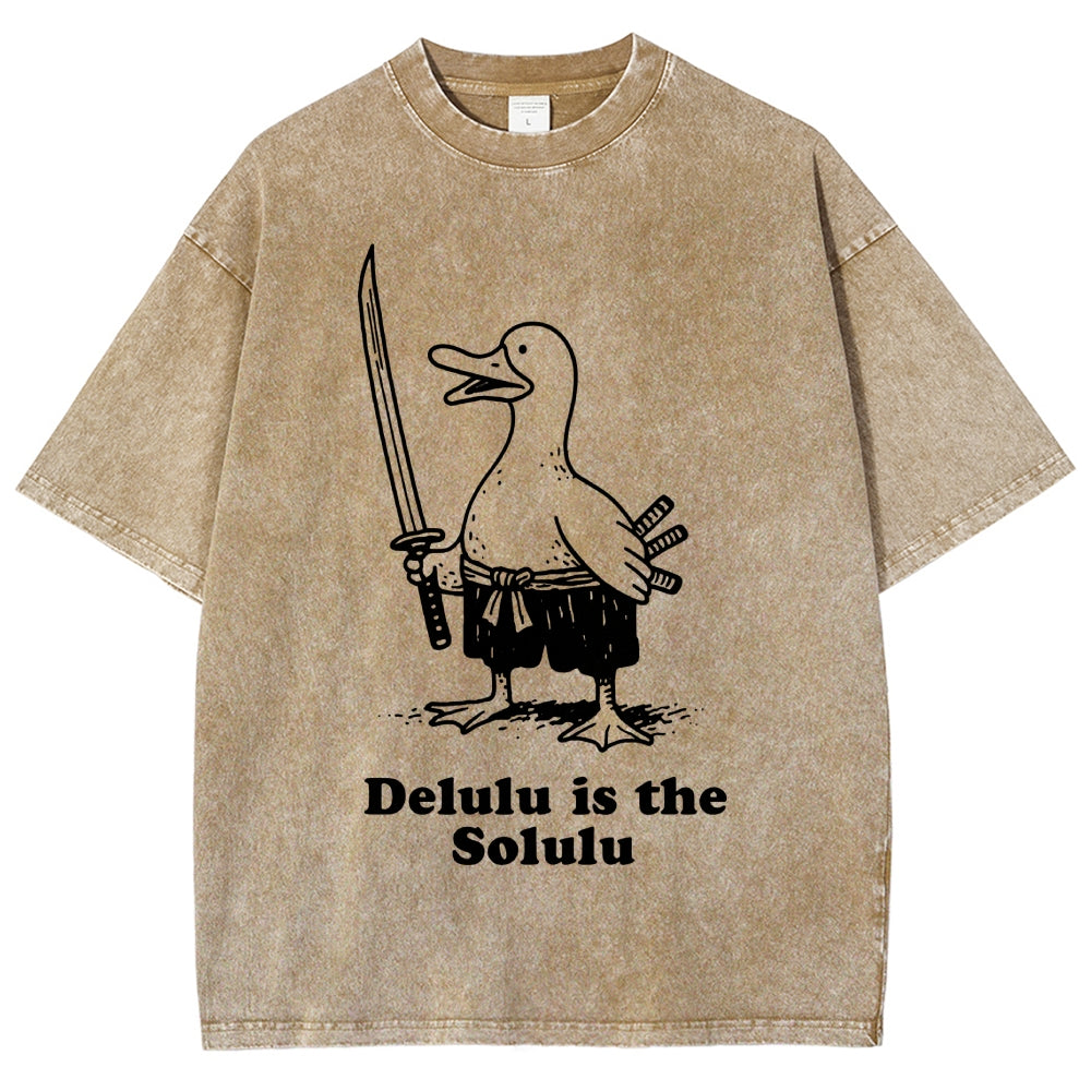 Delulu Is The Solulu Funny Goose Vintage Washed T-shirt