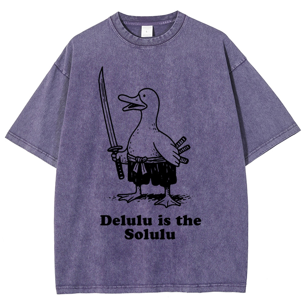 Delulu Is The Solulu Funny Goose Vintage Washed T-shirt