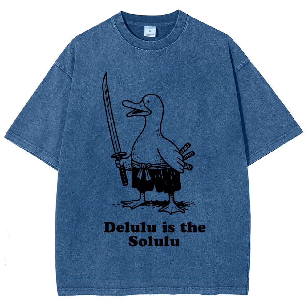 Delulu Is The Solulu Funny Goose Vintage Washed T-shirt