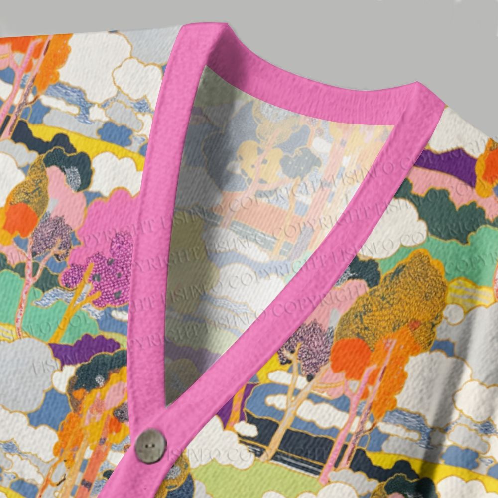 Psychedelic Forest Ugly Cardigan Sweater