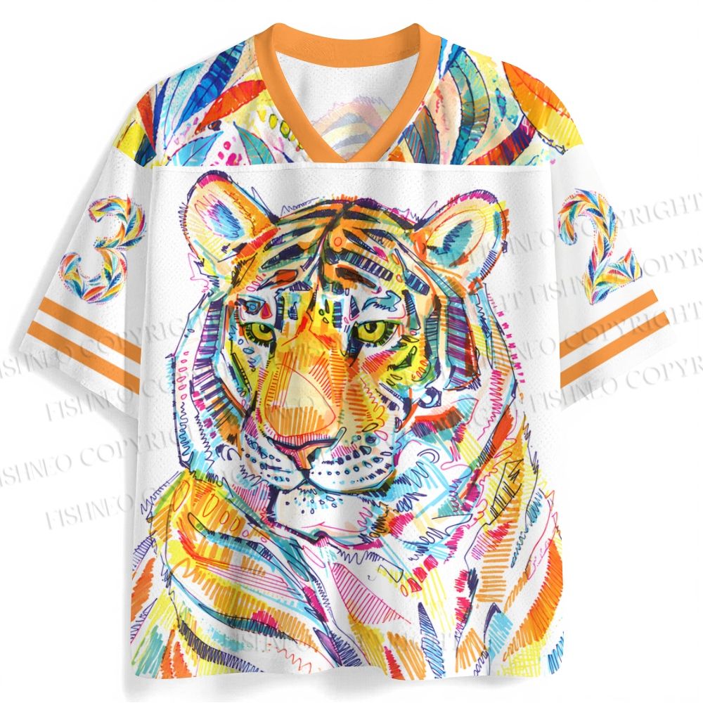 Multicolored Painted Tiger Jersey Shirts
