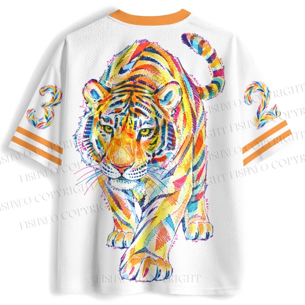 Multicolored Painted Tiger Jersey Shirts