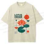 Unisex Bauhaus Lotus Printed Washed Tee