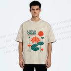 Unisex Bauhaus Lotus Printed Washed Tee
