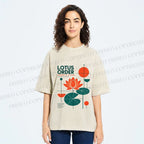 Unisex Bauhaus Lotus Printed Washed Tee