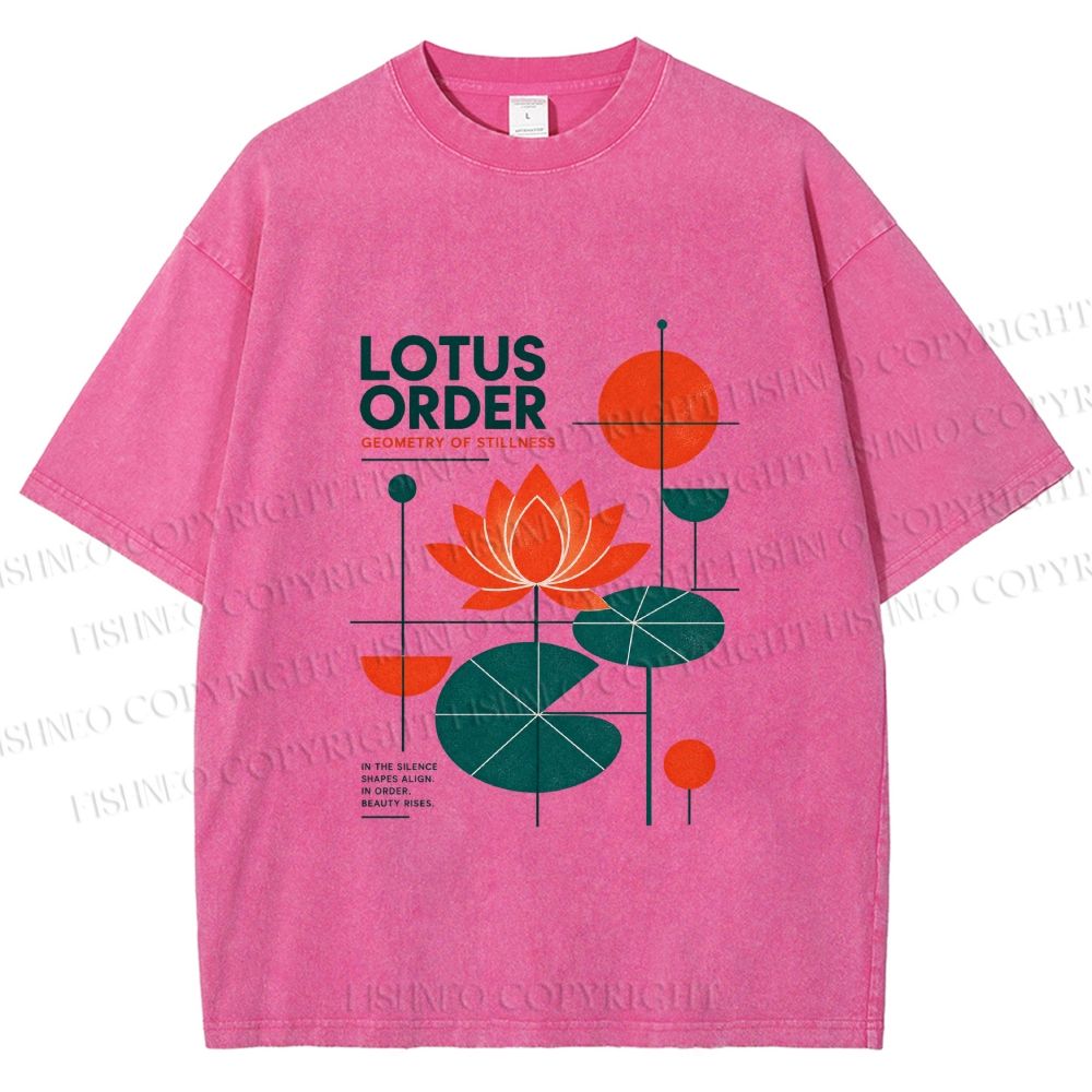 Unisex Bauhaus Lotus Printed Washed Tee