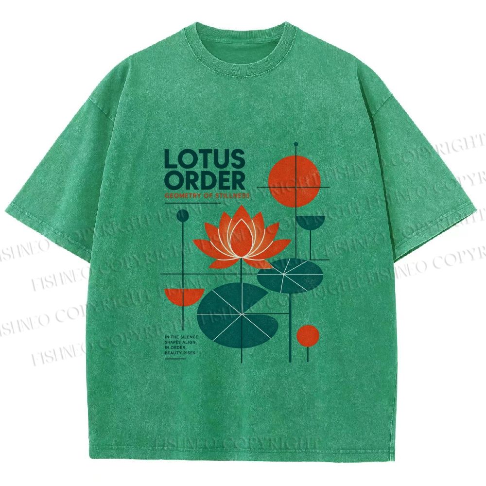 Unisex Bauhaus Lotus Printed Washed Tee
