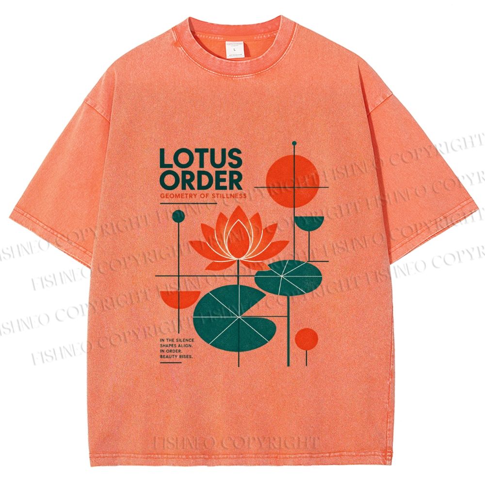 Unisex Bauhaus Lotus Printed Washed Tee