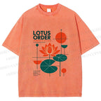 Unisex Bauhaus Lotus Printed Washed Tee