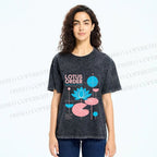 Unisex Bauhaus Lotus Printed Washed Tee