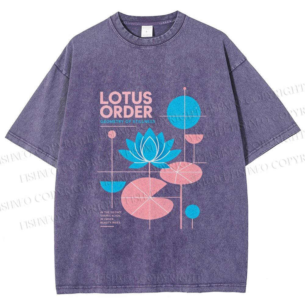 Unisex Bauhaus Lotus Printed Washed Tee