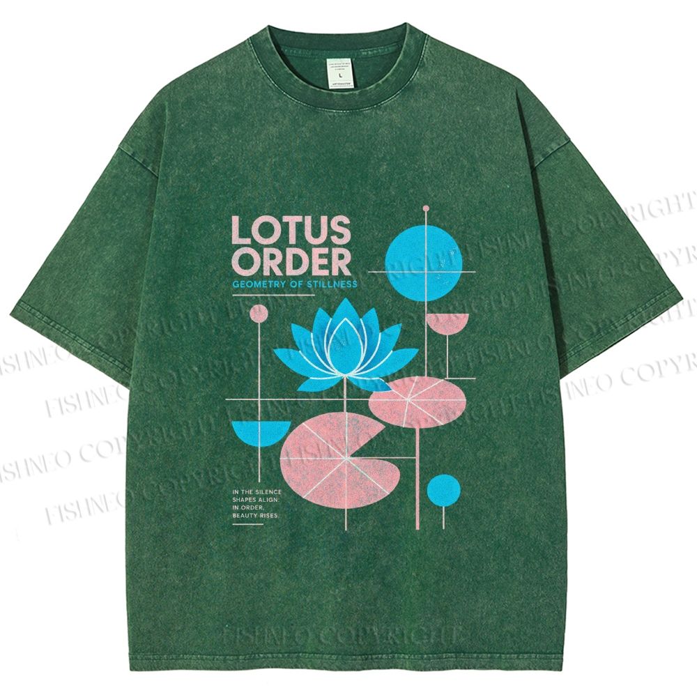 Unisex Bauhaus Lotus Printed Washed Tee