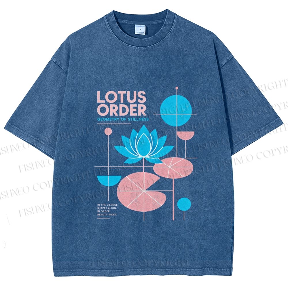 Unisex Bauhaus Lotus Printed Washed Tee