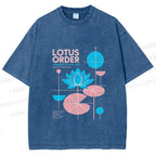 Unisex Bauhaus Lotus Printed Washed Tee