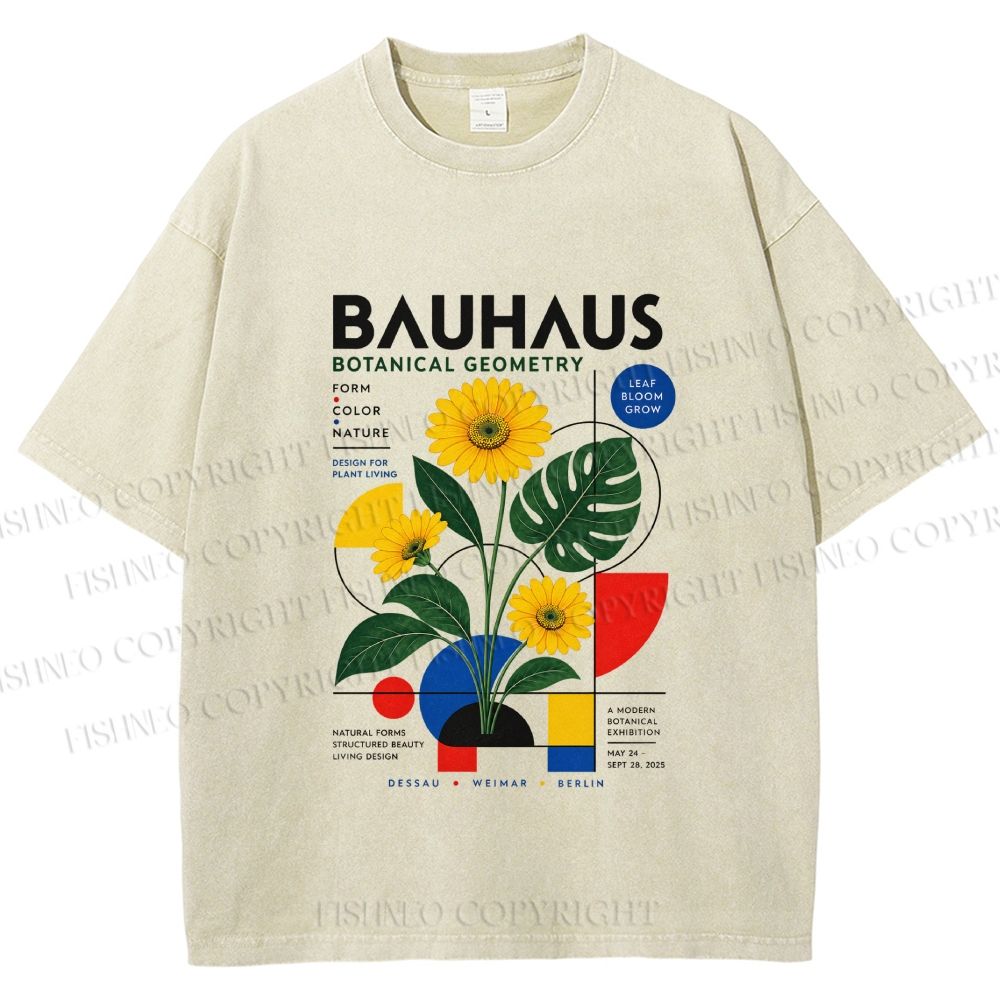 Unisex Bauhaus Plants Printed Washed Tee