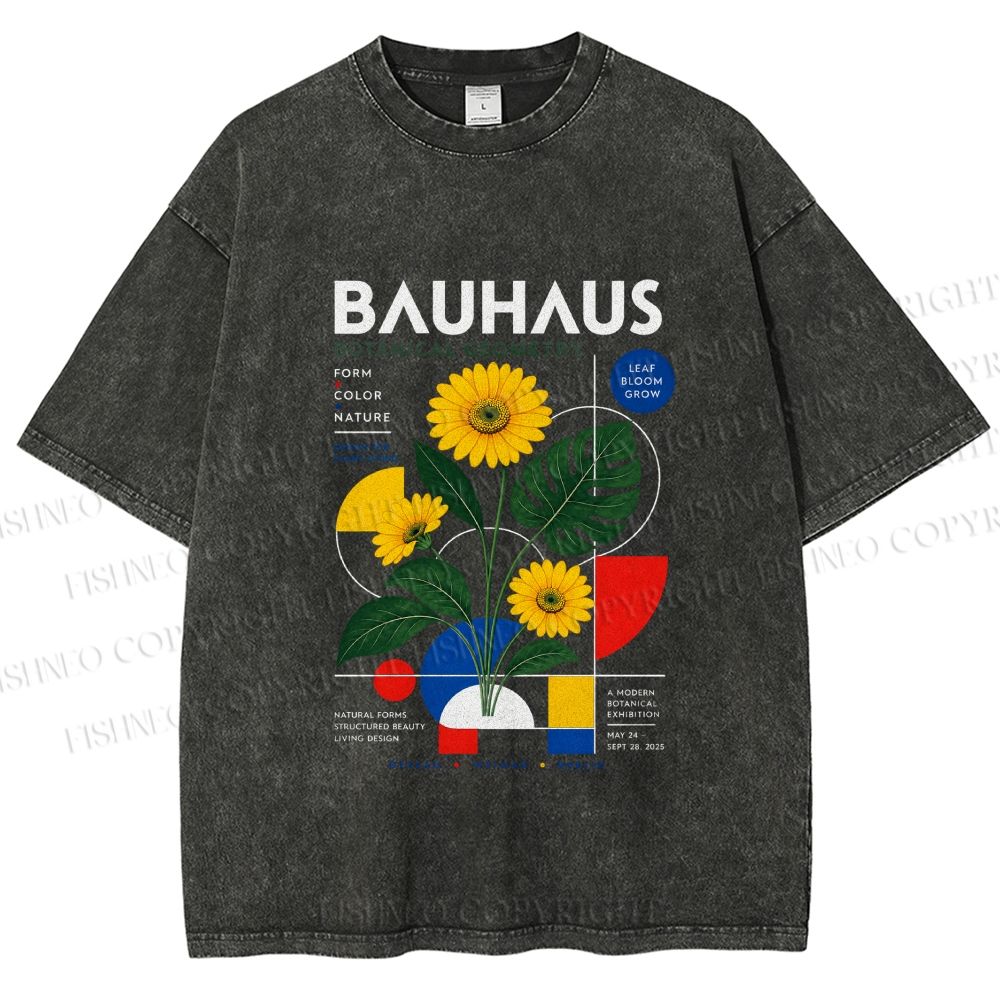 Unisex Bauhaus Plants Printed Washed Tee