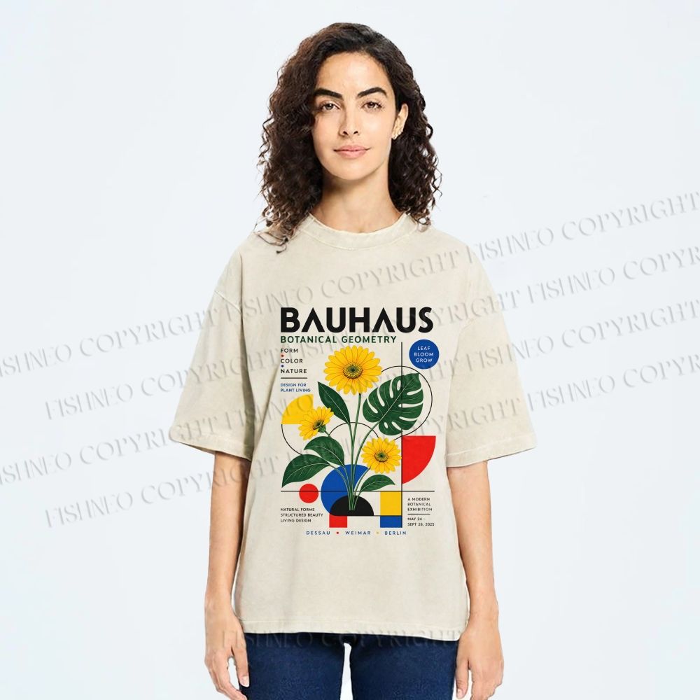 Unisex Bauhaus Plants Printed Washed Tee