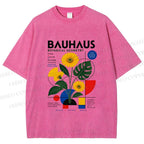 Unisex Bauhaus Plants Printed Washed Tee