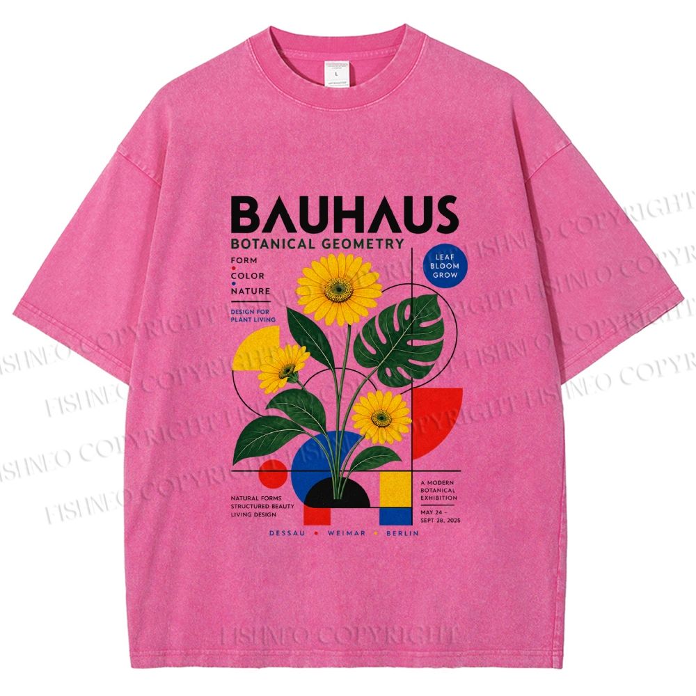 Unisex Bauhaus Plants Printed Washed Tee