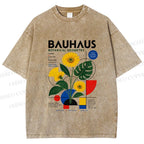 Unisex Bauhaus Plants Printed Washed Tee