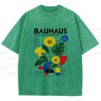 Unisex Bauhaus Plants Printed Washed Tee