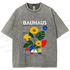 Unisex Bauhaus Plants Printed Washed Tee