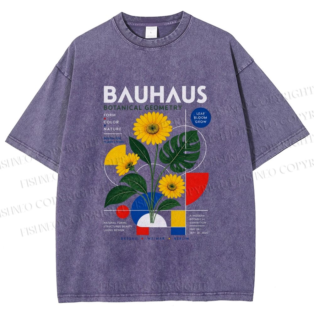 Unisex Bauhaus Plants Printed Washed Tee