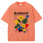 Unisex Bauhaus Plants Printed Washed Tee