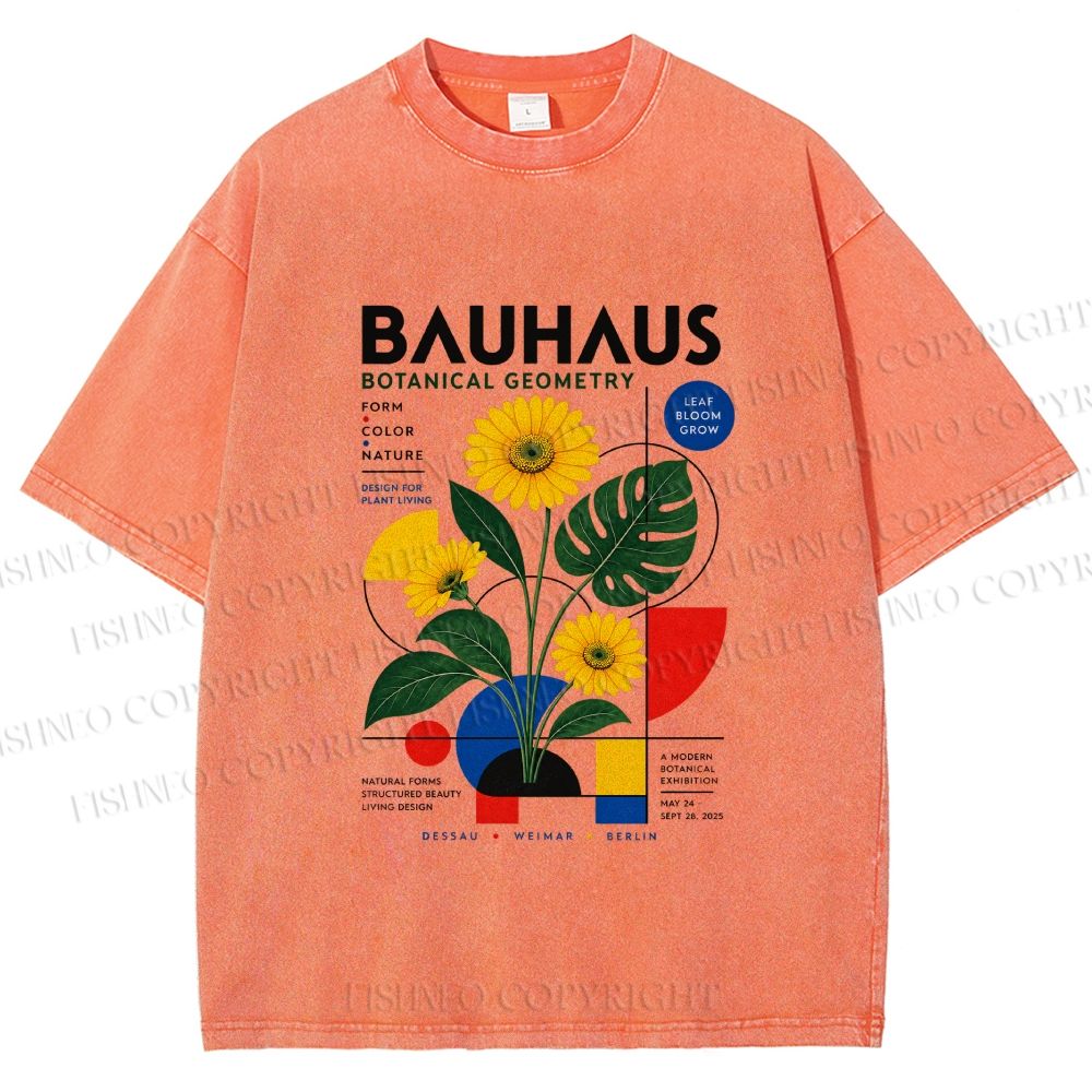 Unisex Bauhaus Plants Printed Washed Tee
