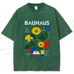 Unisex Bauhaus Plants Printed Washed Tee