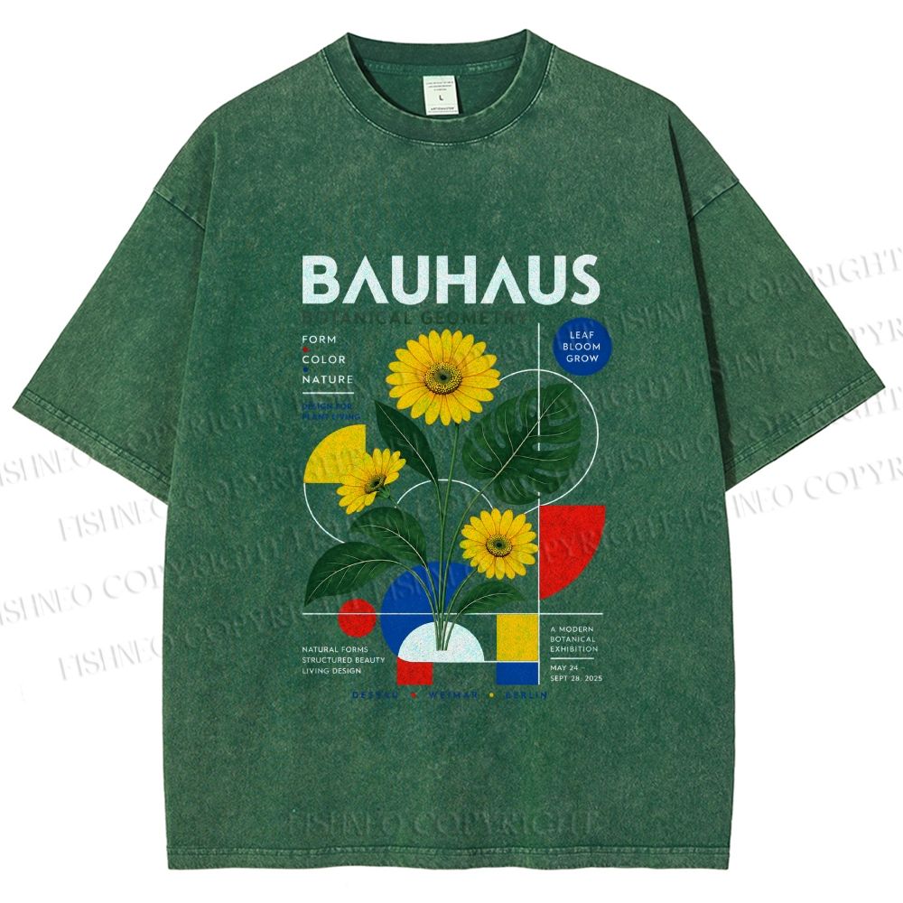 Unisex Bauhaus Plants Printed Washed Tee