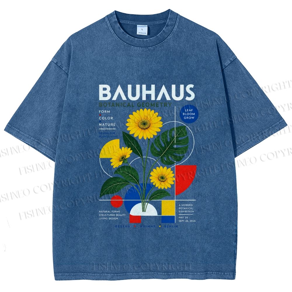 Unisex Bauhaus Plants Printed Washed Tee