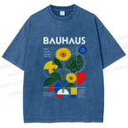 Unisex Bauhaus Plants Printed Washed Tee